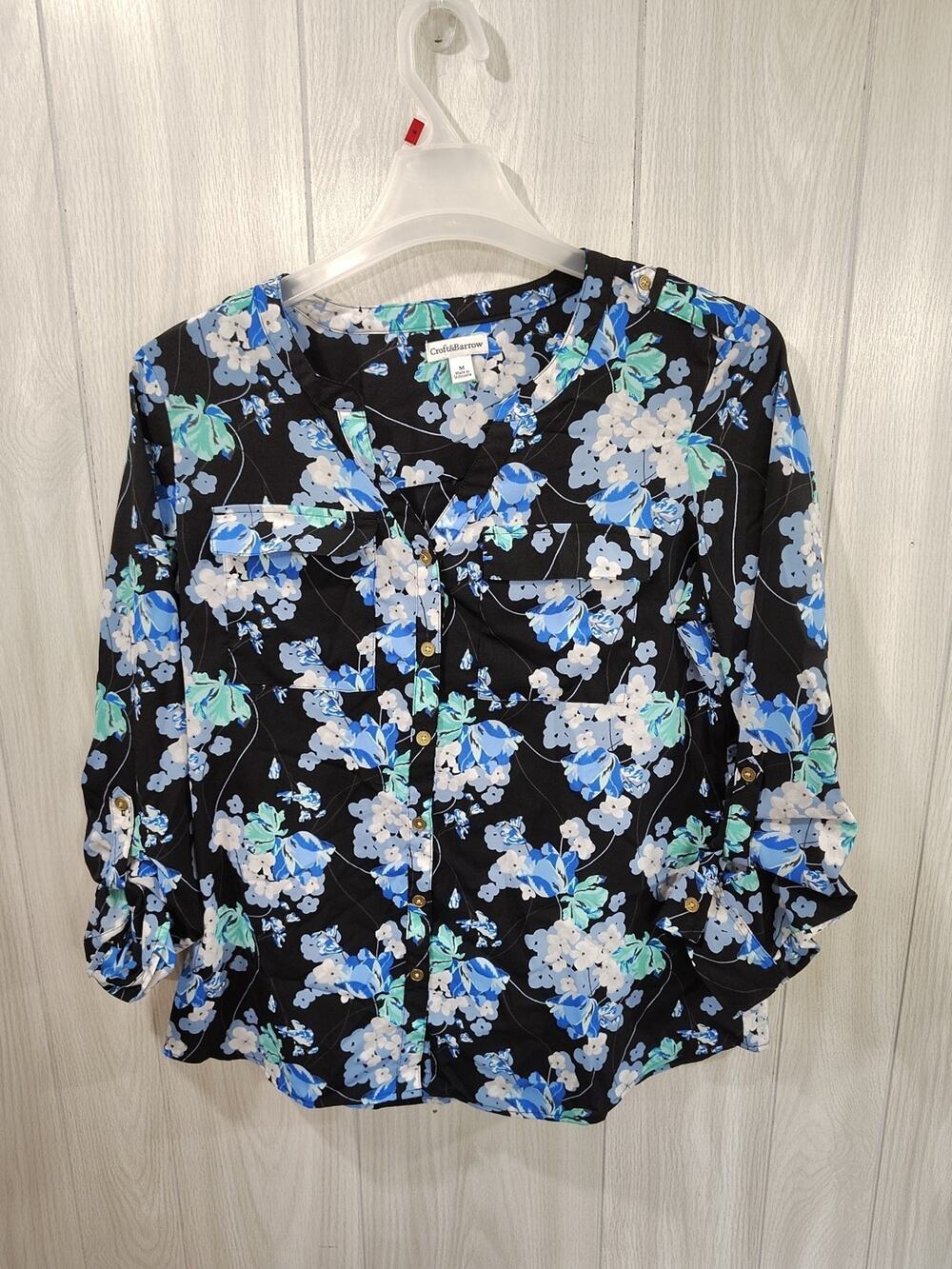Women's Dark Floral Fairy Peasant Top Size M Pockets Festival Casual Office